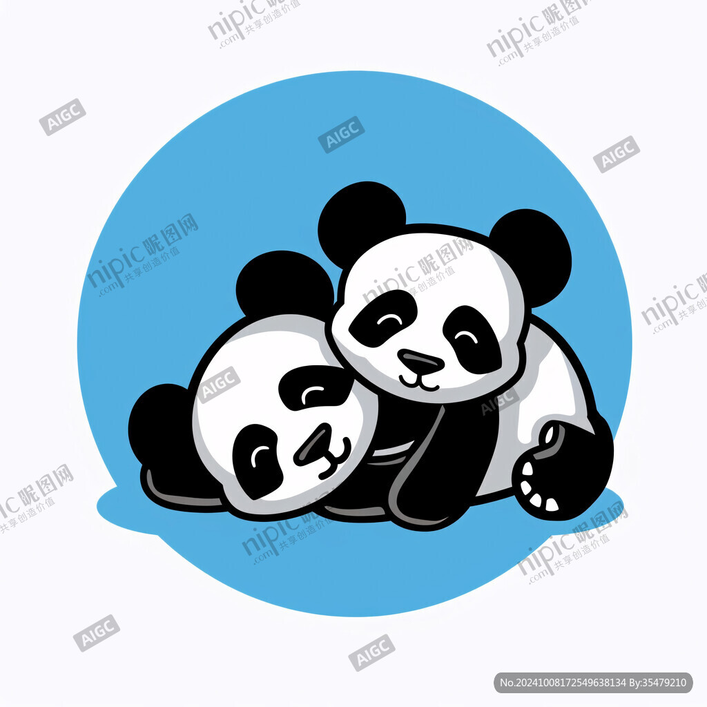 趴著睡的熊貓卡通素材