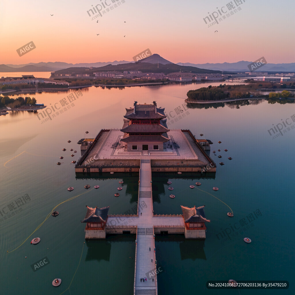 航拍黛色參天亭