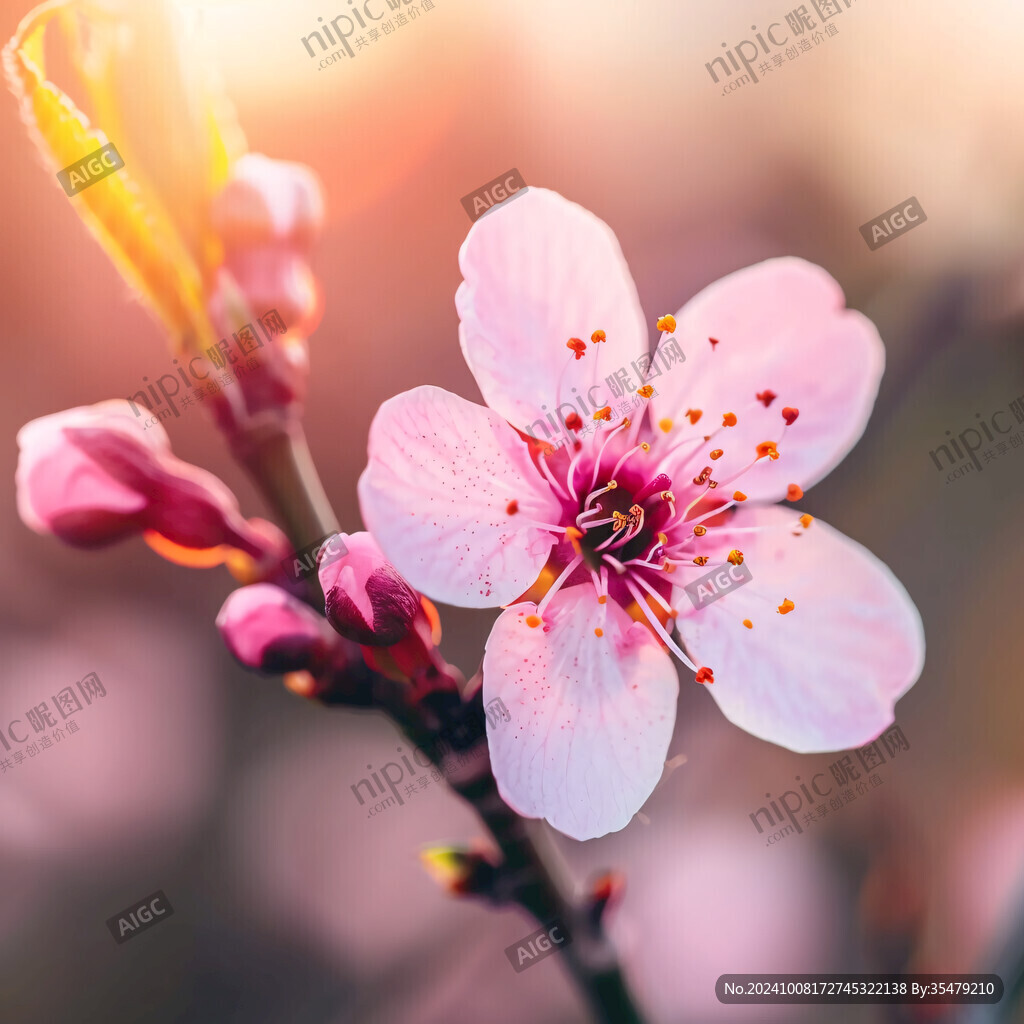 晨光中的桃花