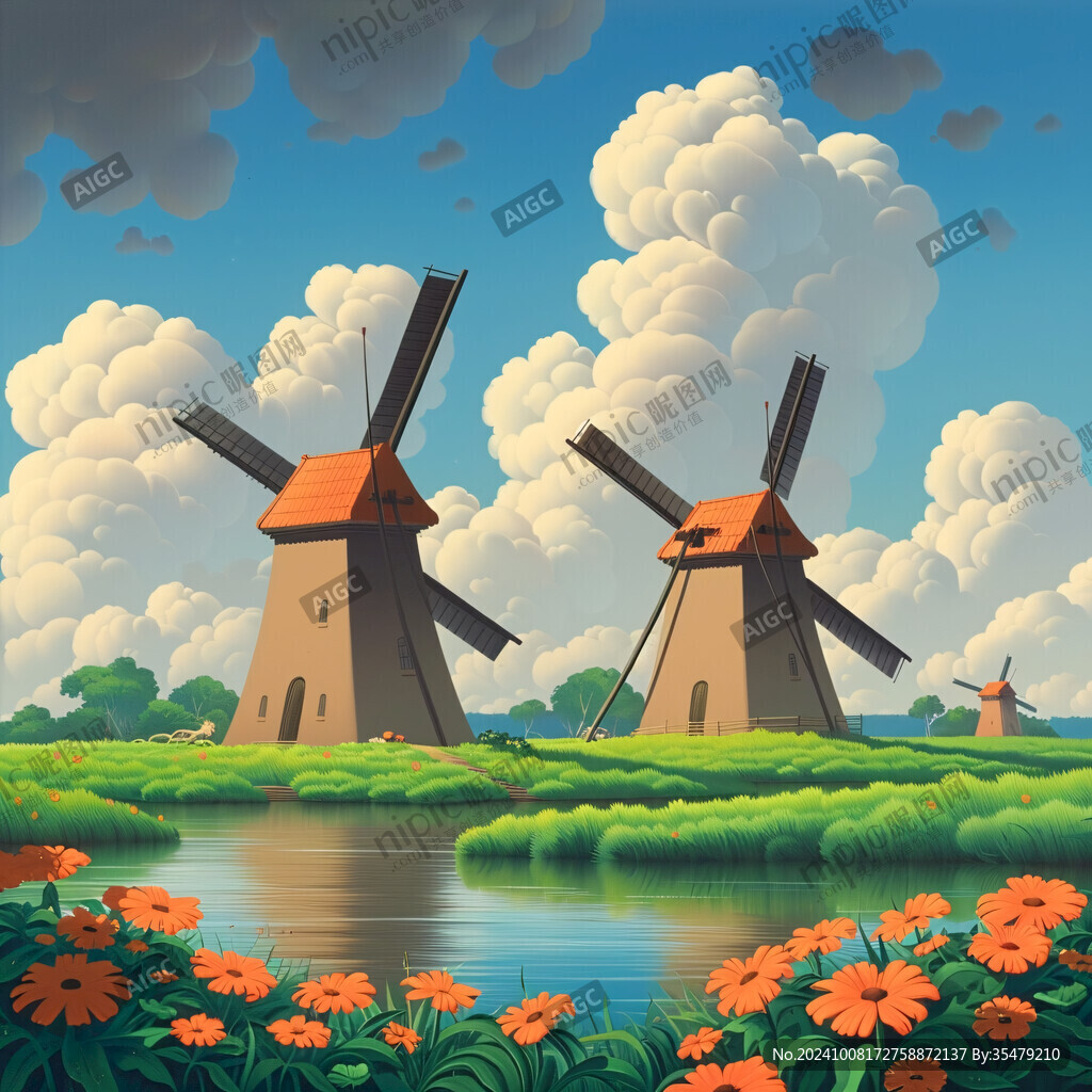 荷蘭歐洲插畫素材背景