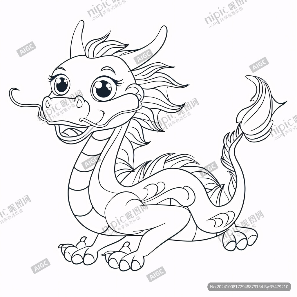 可愛卡通小龍簡筆畫