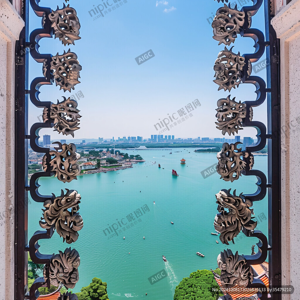 窗欞里的西湖美景
