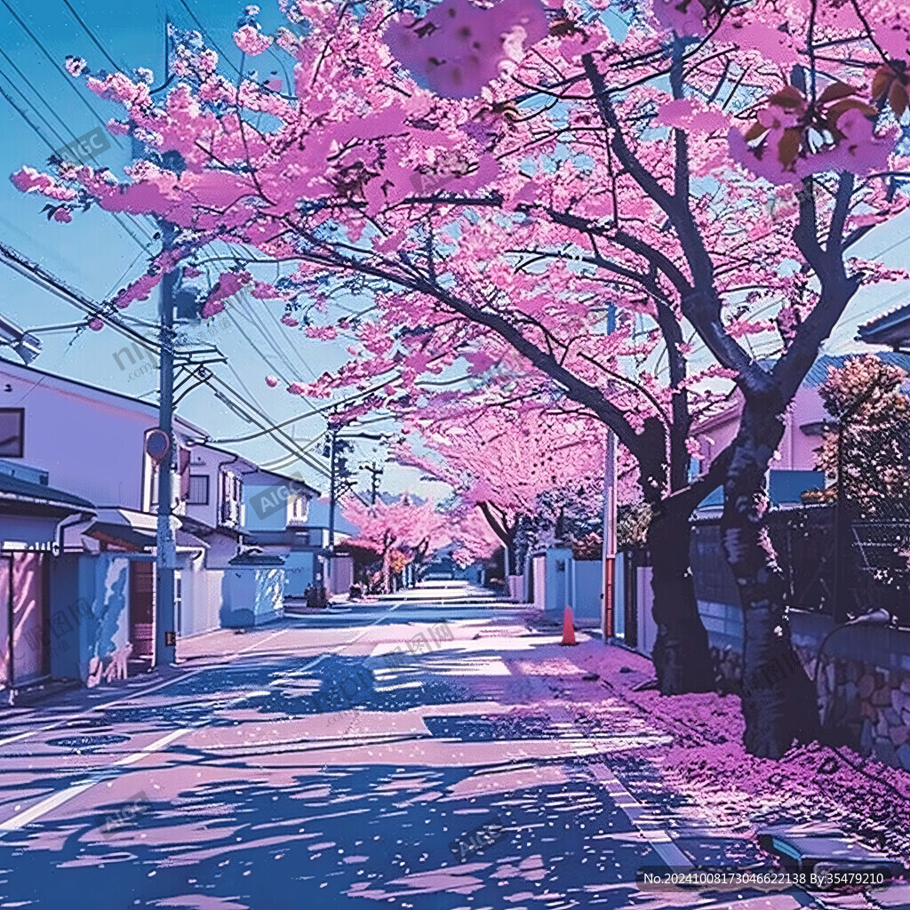 櫻花盛開的街道