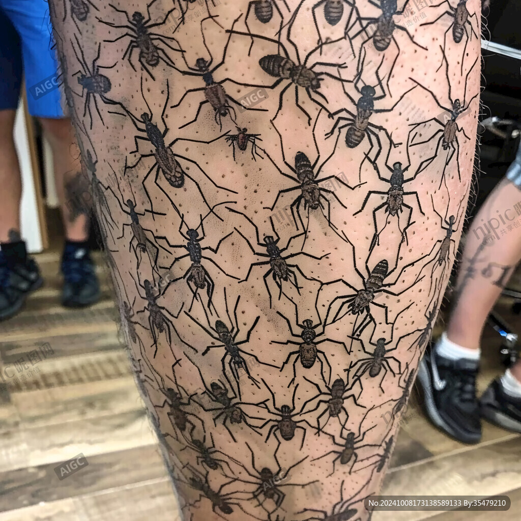 腿部密集恐懼癥蜘蛛紋身