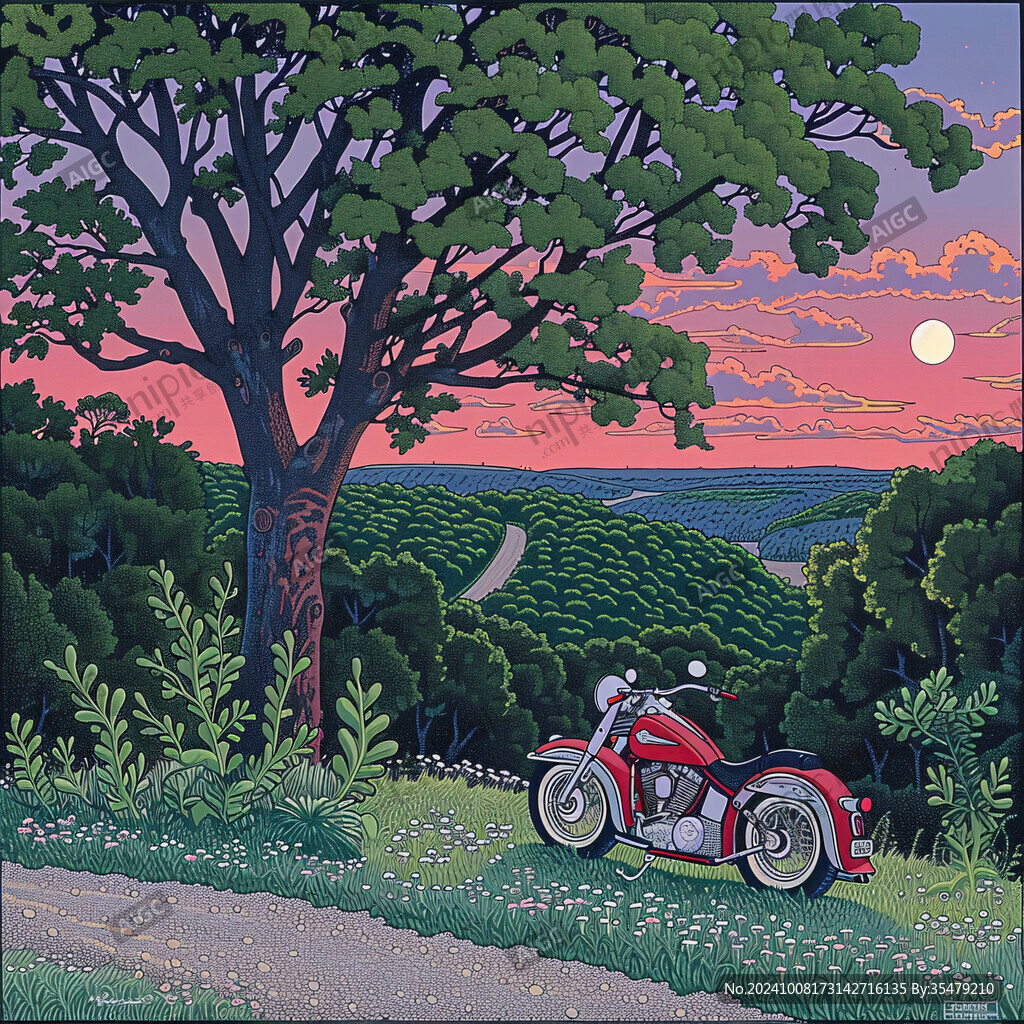 山頂摩托 夕陽余暉