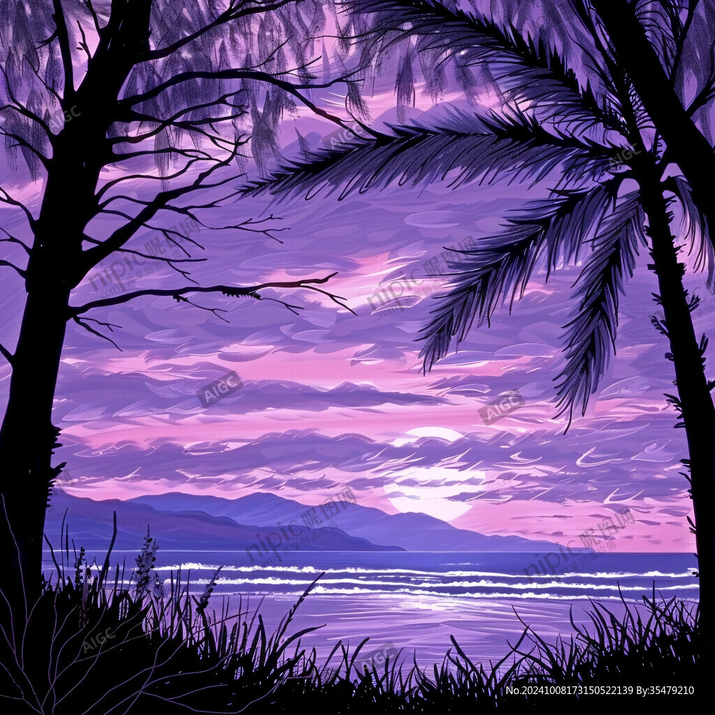紫霞夕照 海天一色