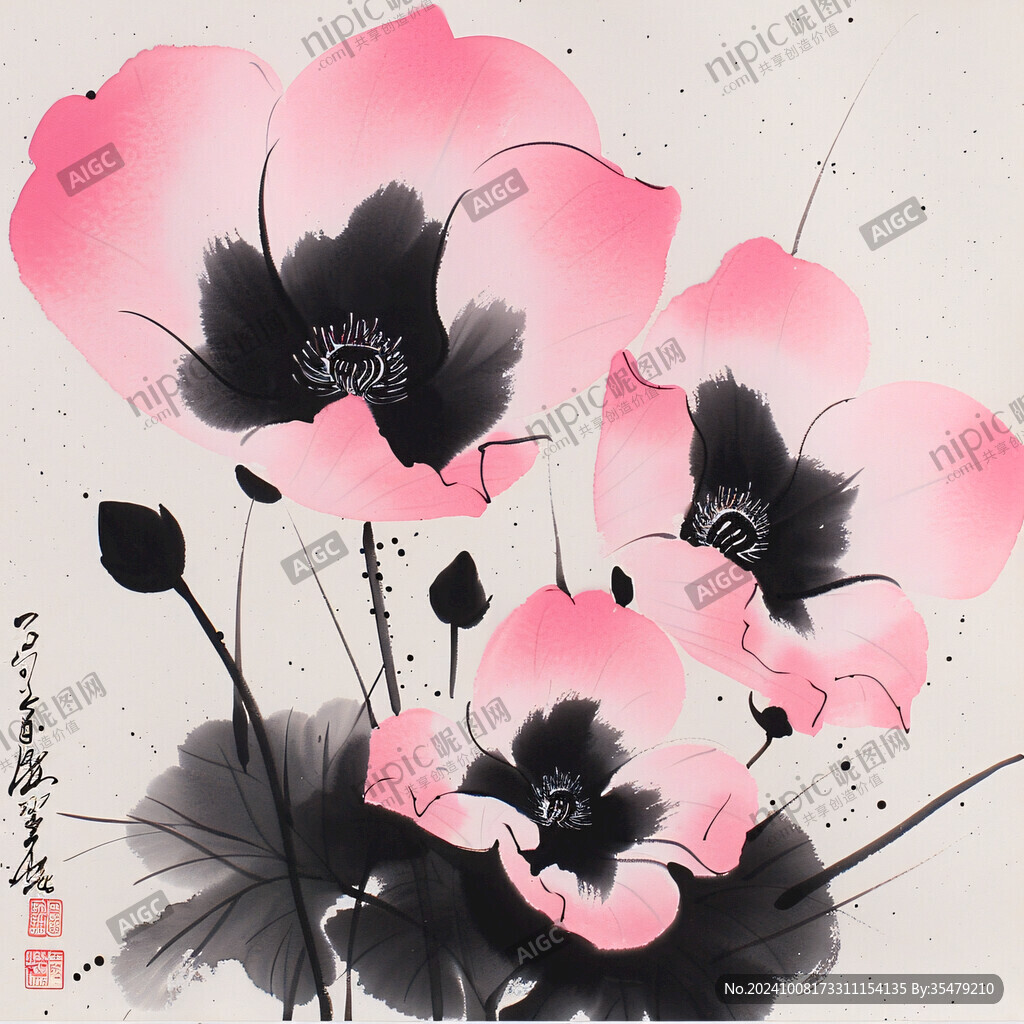 水墨丹青 花開滿枝