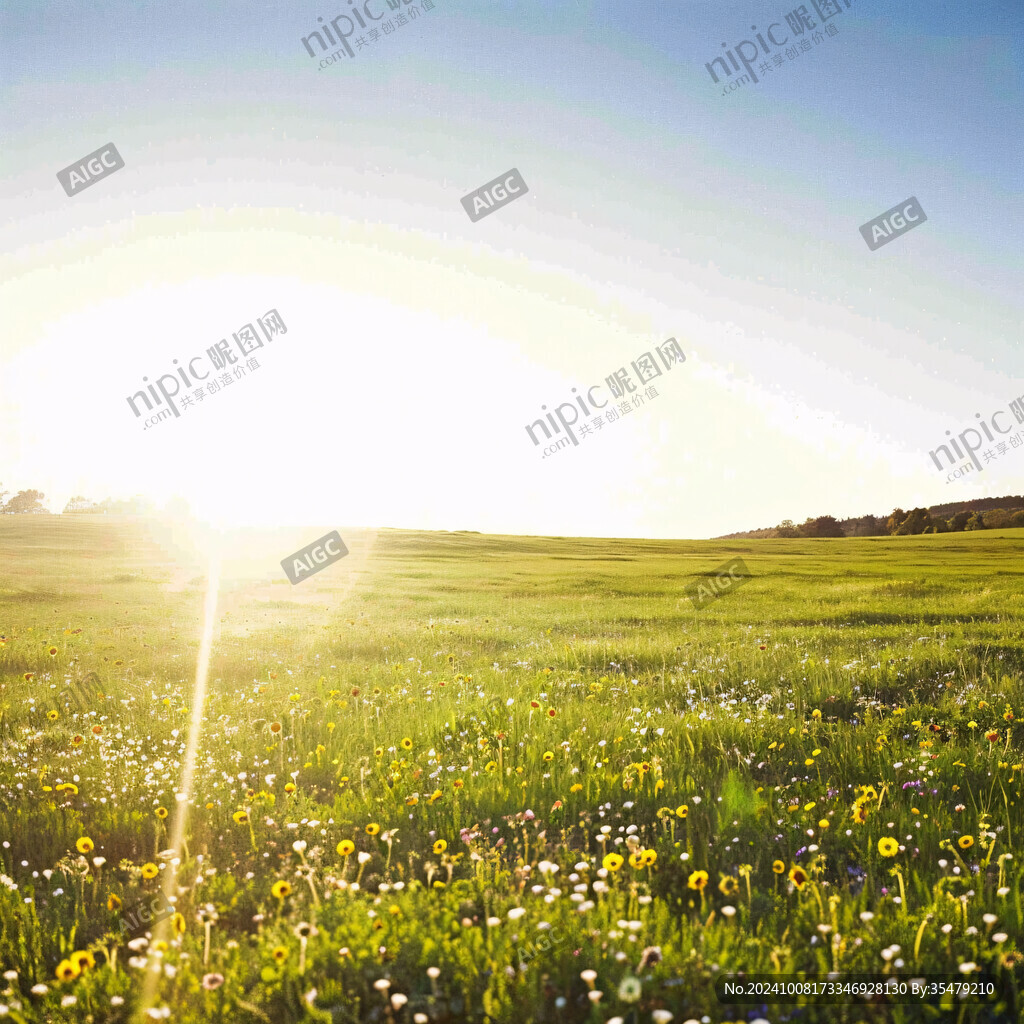 陽光灑滿綠草地