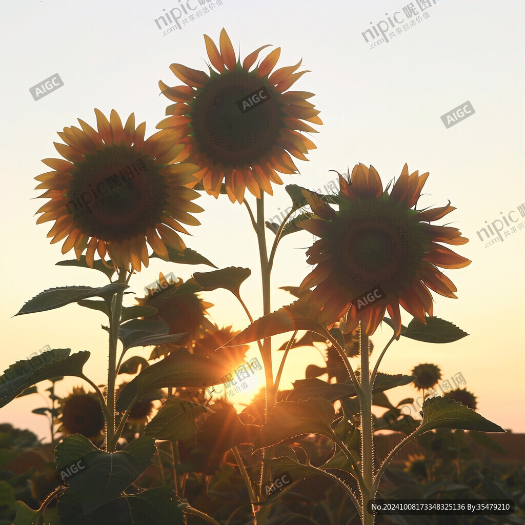 夕陽下的向日葵田