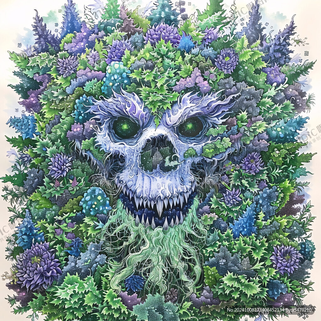 花叢中的骷髏頭