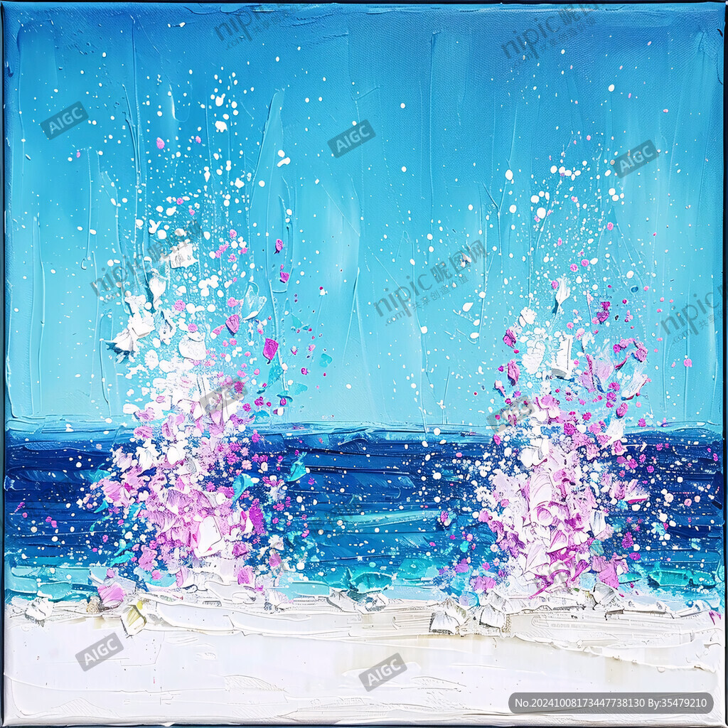 海邊粉紅浪花