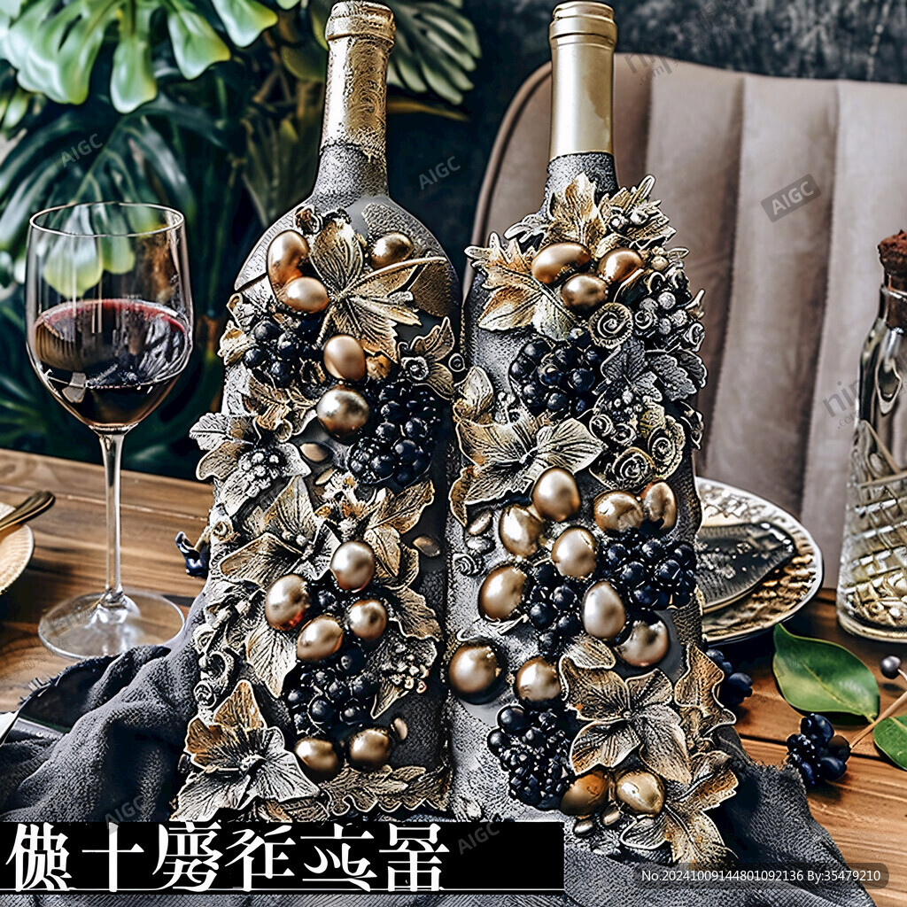 歐式復(fù)古酒瓶裝飾