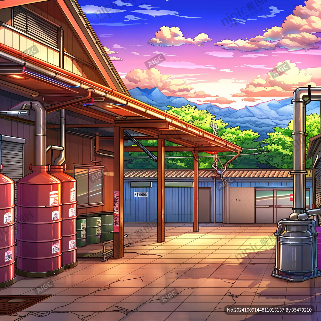 夕陽下的日式廠房