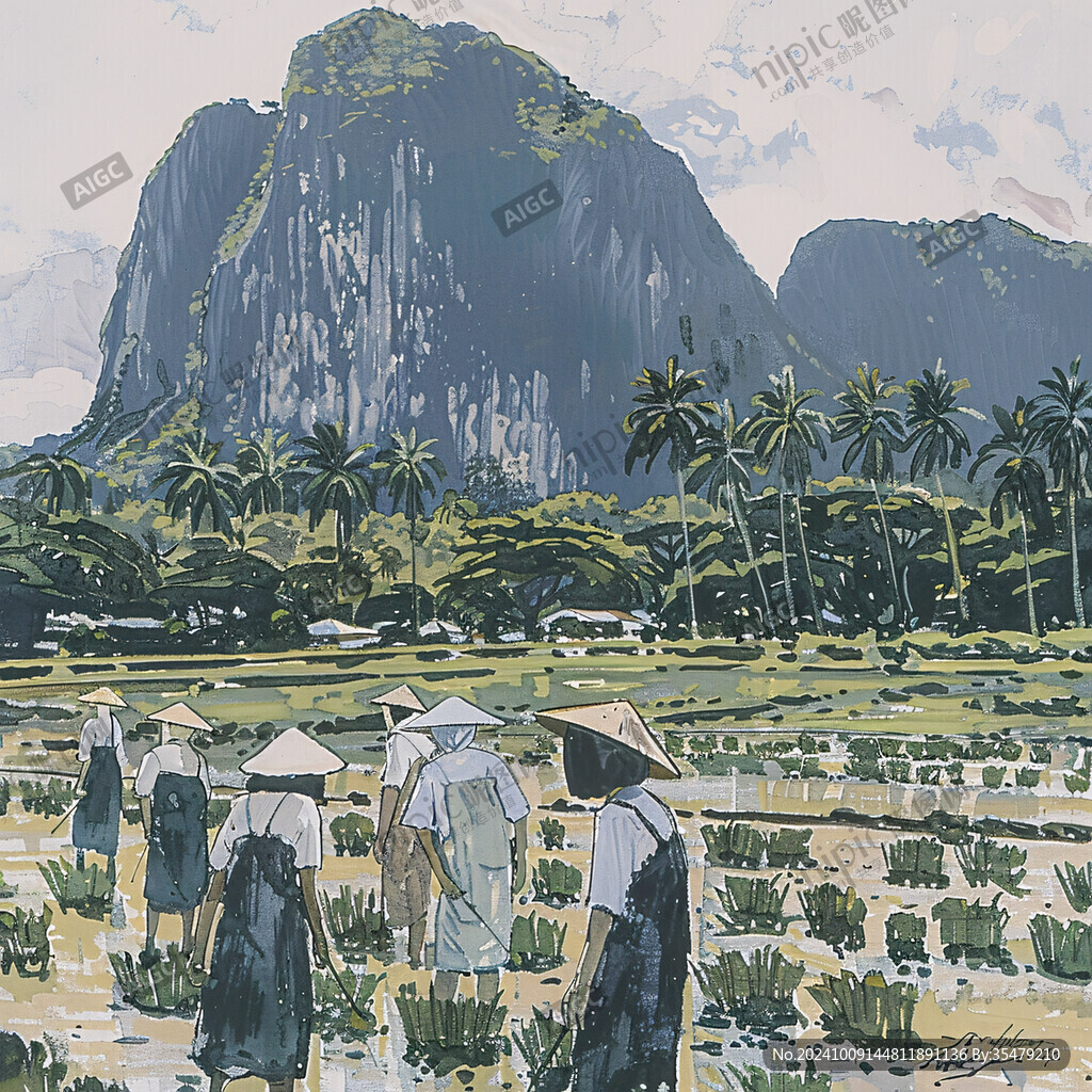 山間稻田 辛勤勞作