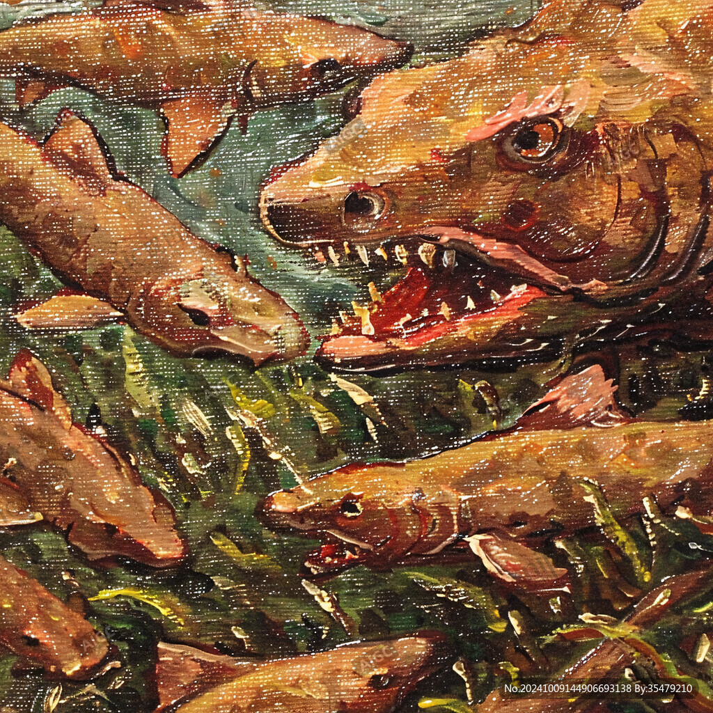 巨齒鯊與魚群對峙