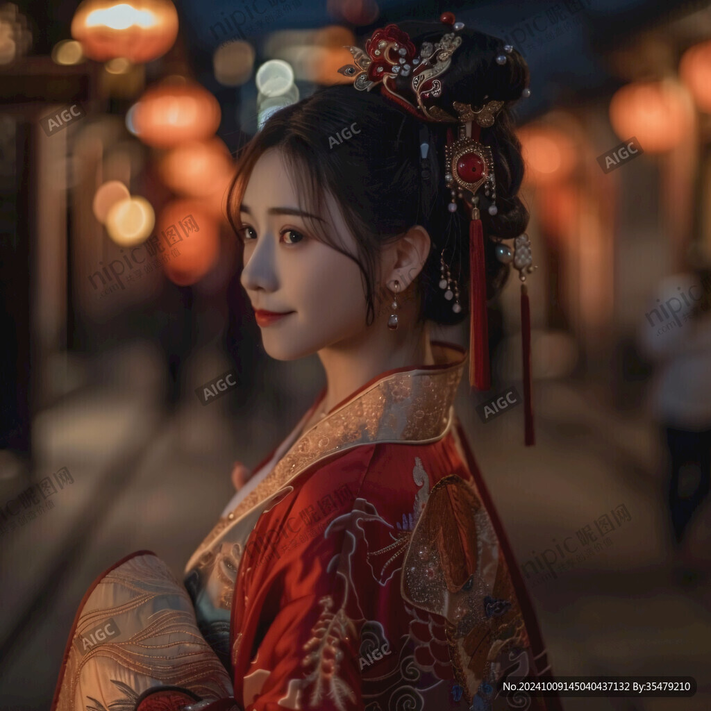 漢服少女夜色中