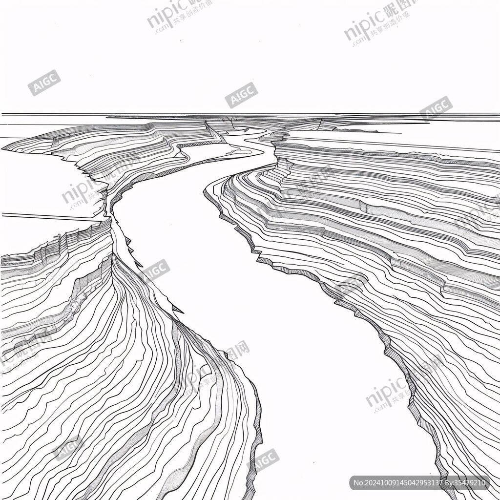 蜿蜒河流 層疊山巒