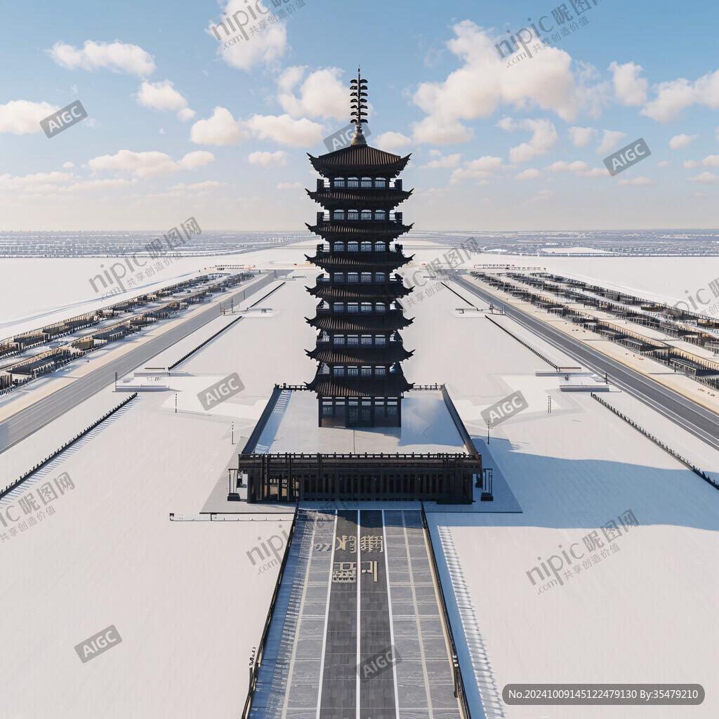 雪地里的古塔