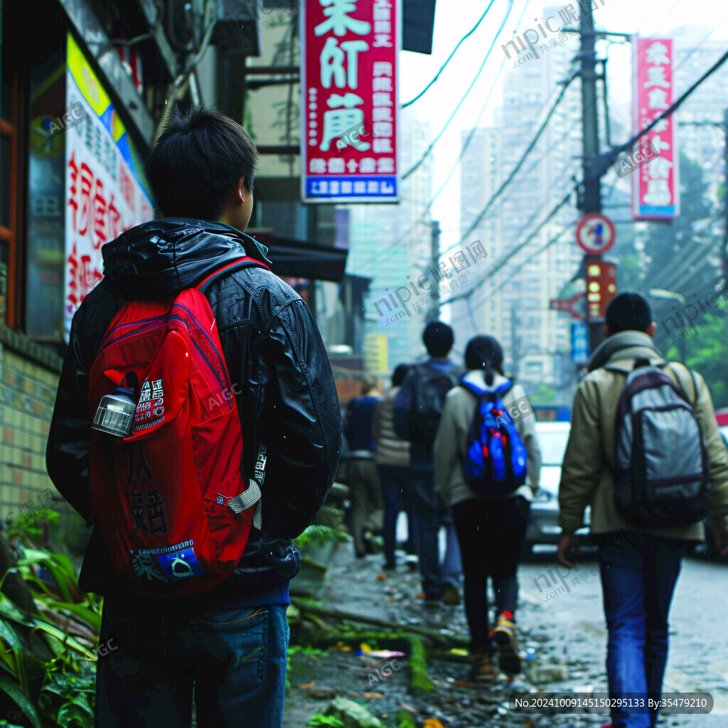雨天街景 行人匆匆