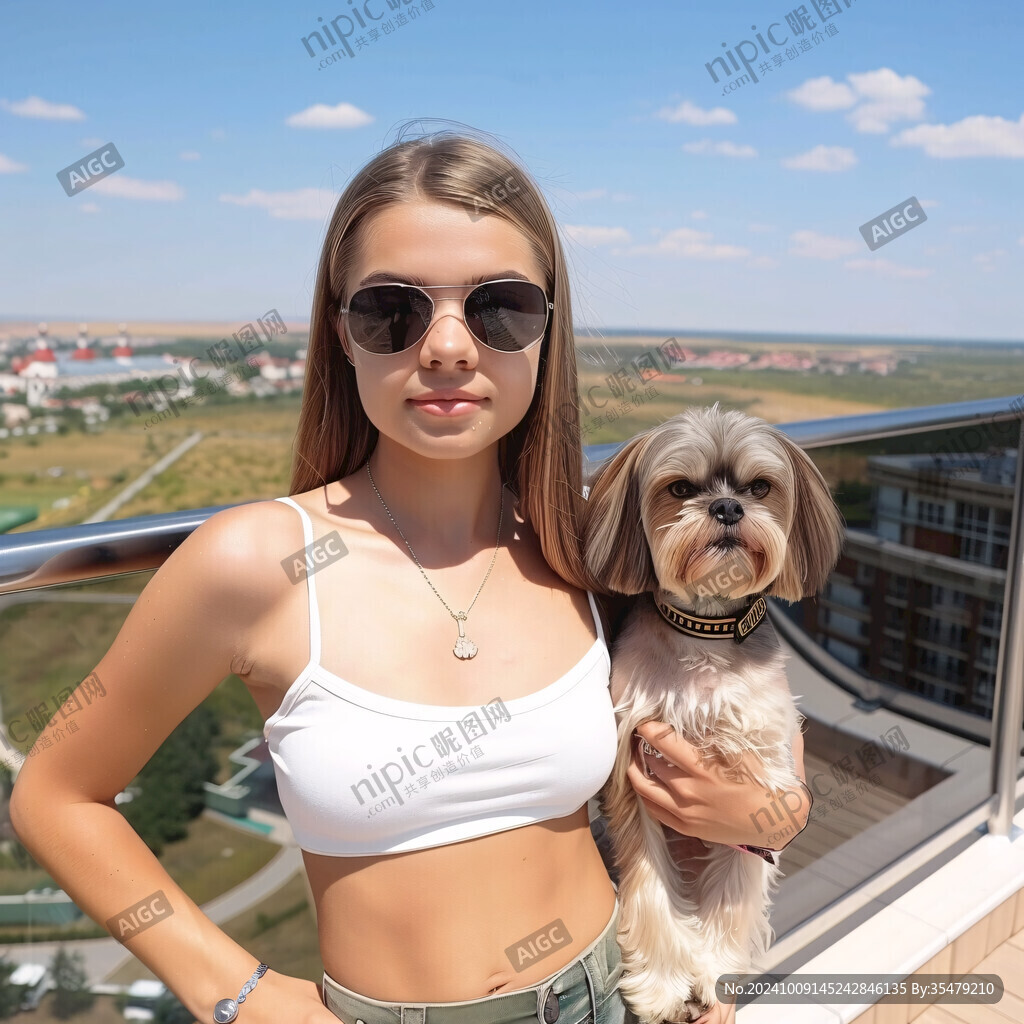 陽光 女孩 愛犬 美好的一天