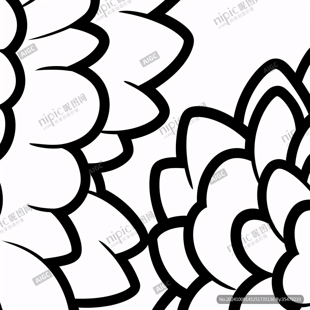 黑白簡筆畫 花朵的優雅