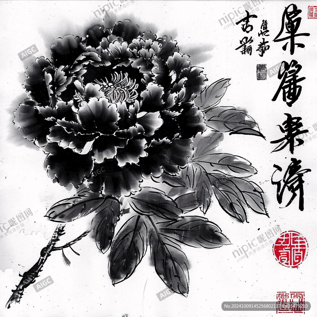 墨韻牡丹 國色天香