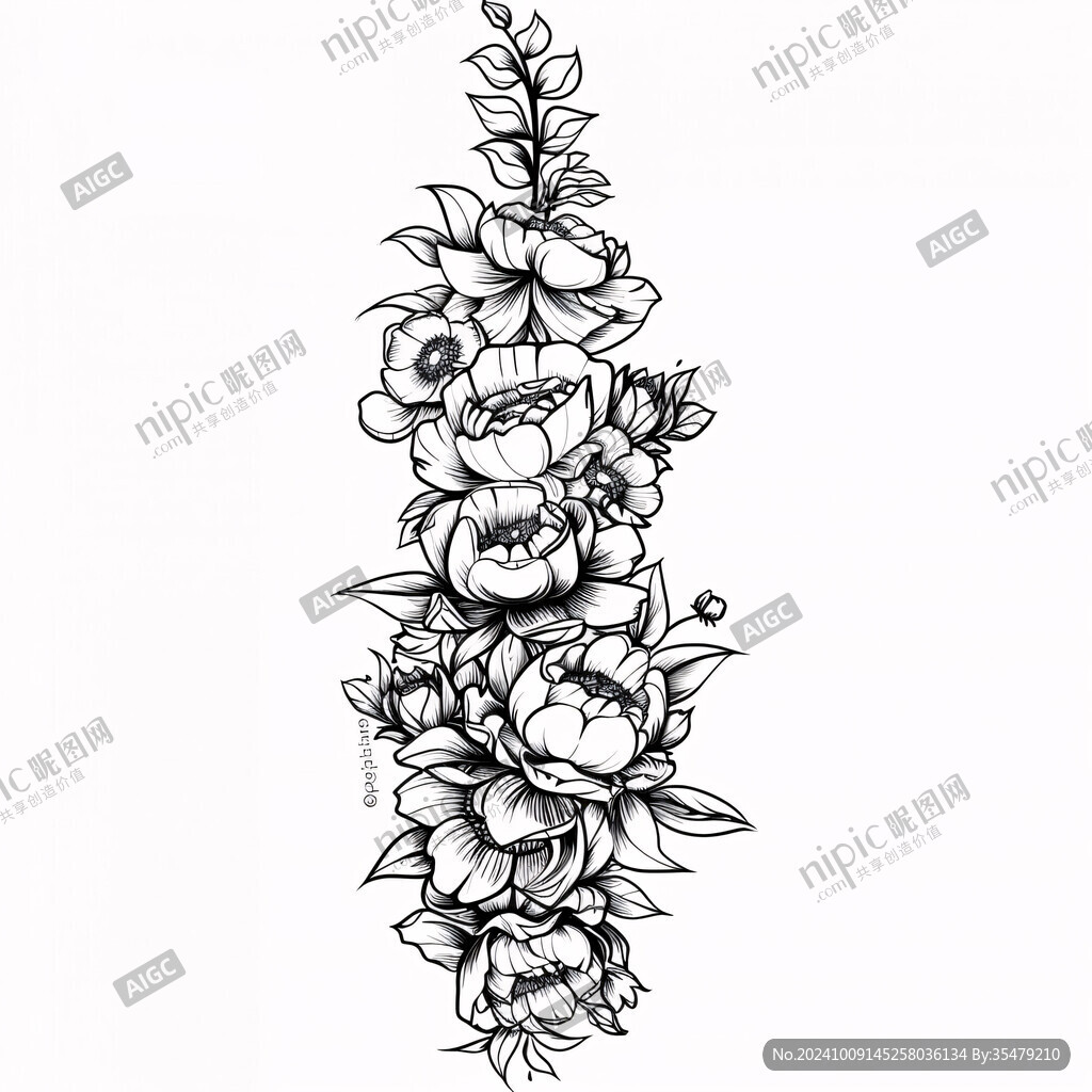 簡潔優(yōu)雅的花卉線條畫