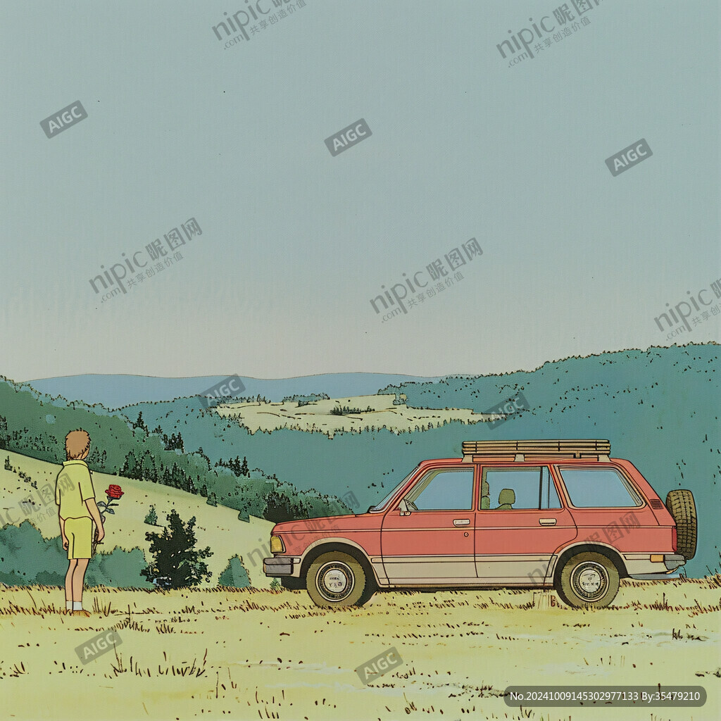 山頂的紅玫瑰與愛車