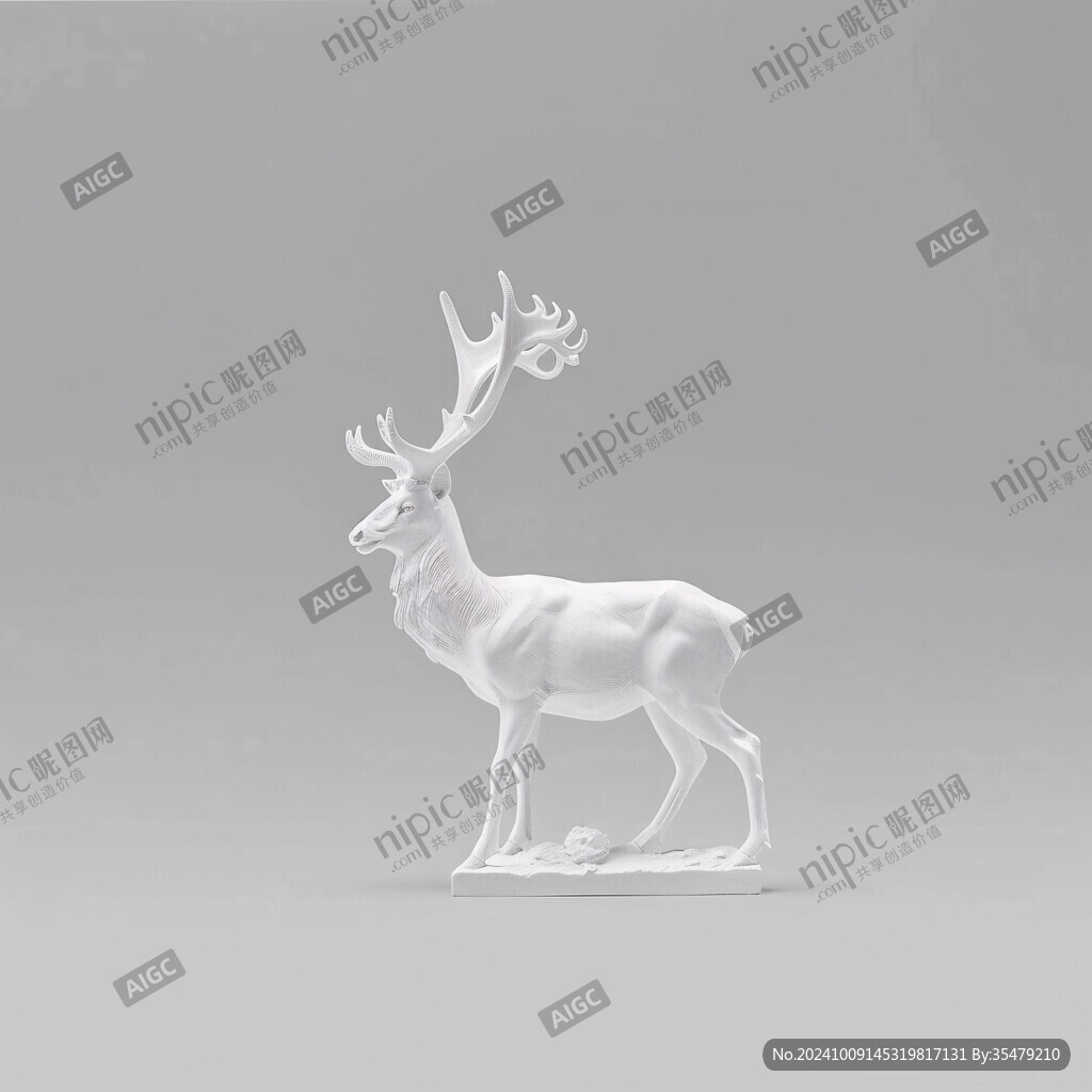 優(yōu)雅的白色鹿雕塑