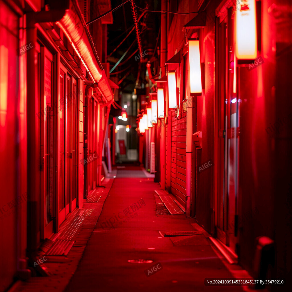 紅燈籠下的夜巷