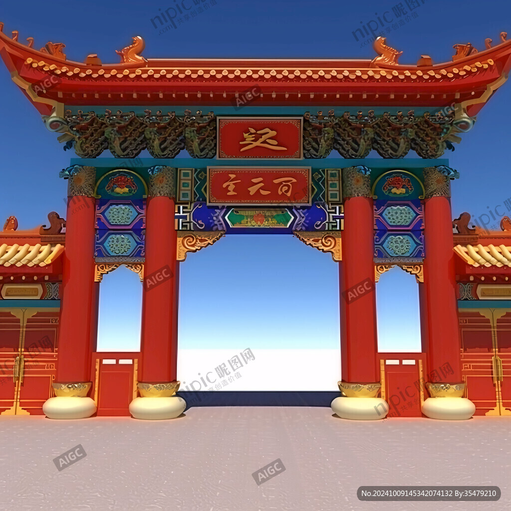 宏偉的中國(guó)式牌樓