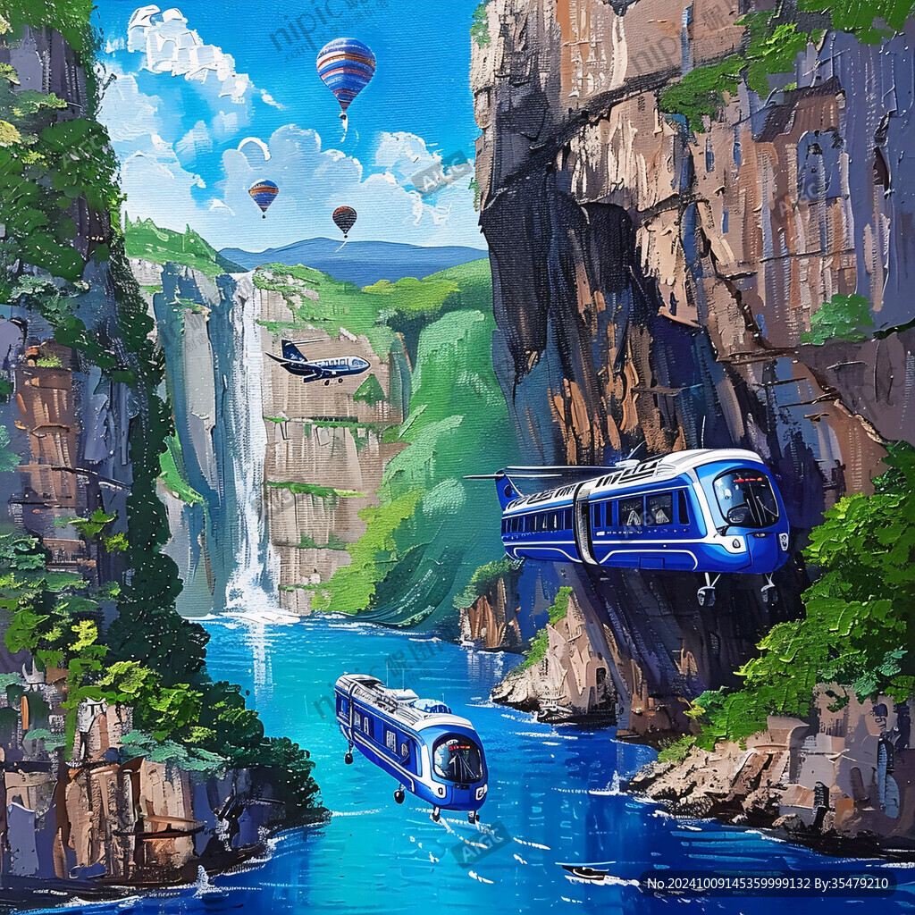 山河壯闊 列車飛馳