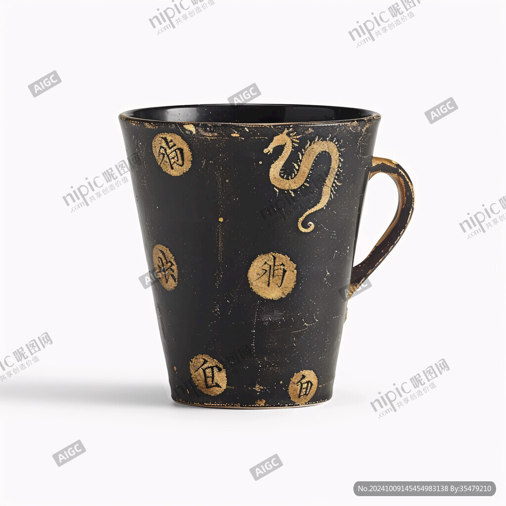 黑釉金龍茶杯 雅致復古