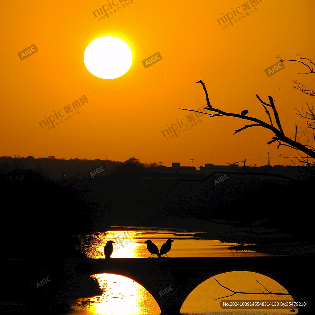 夕陽余暉 橋上三影