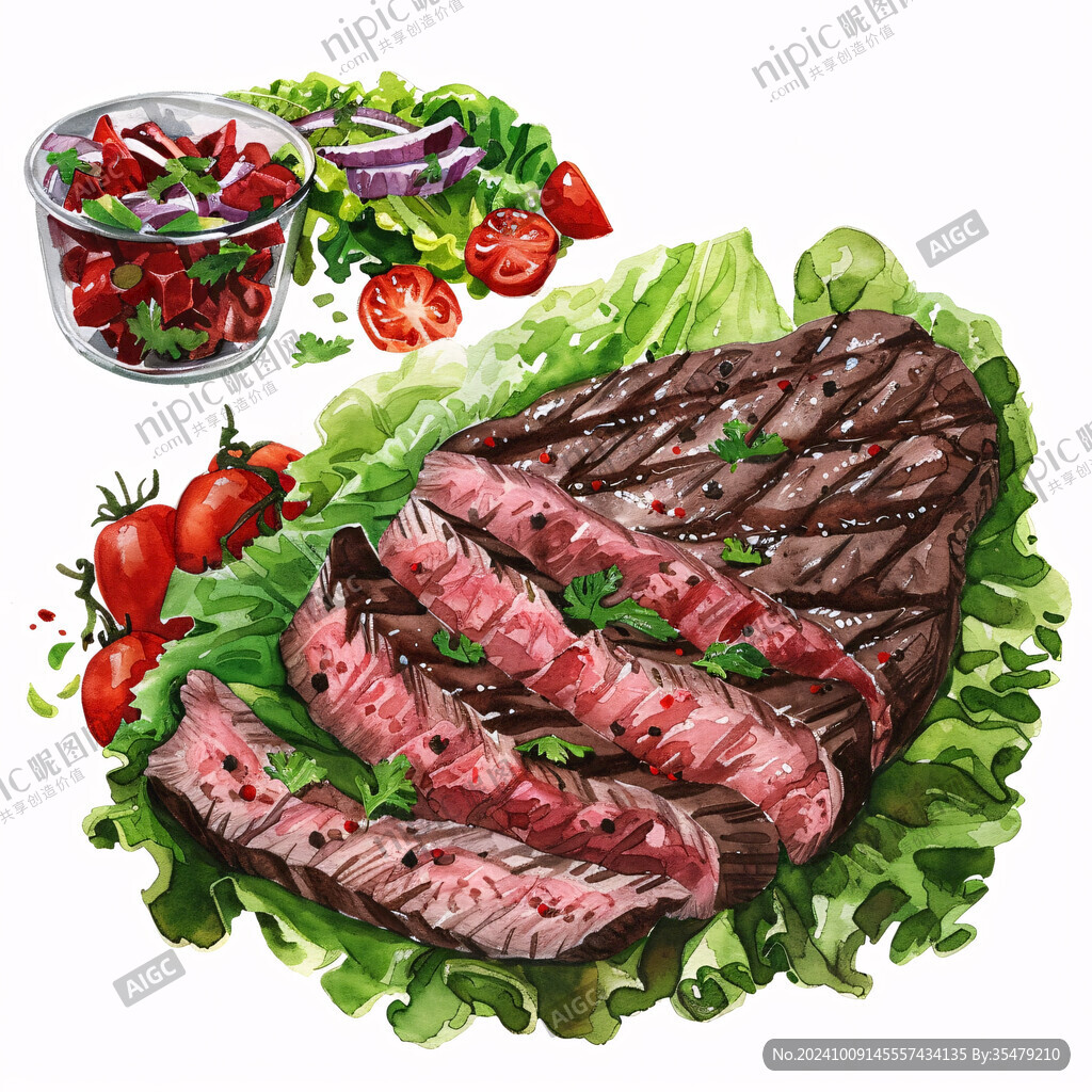 香煎牛排佐鮮蔬沙拉