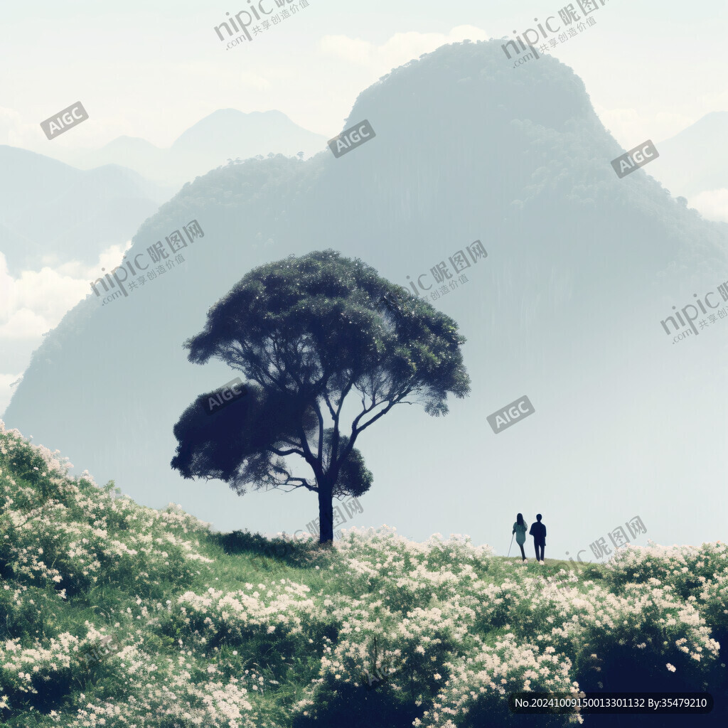 山間樹(shù)下 二人同行