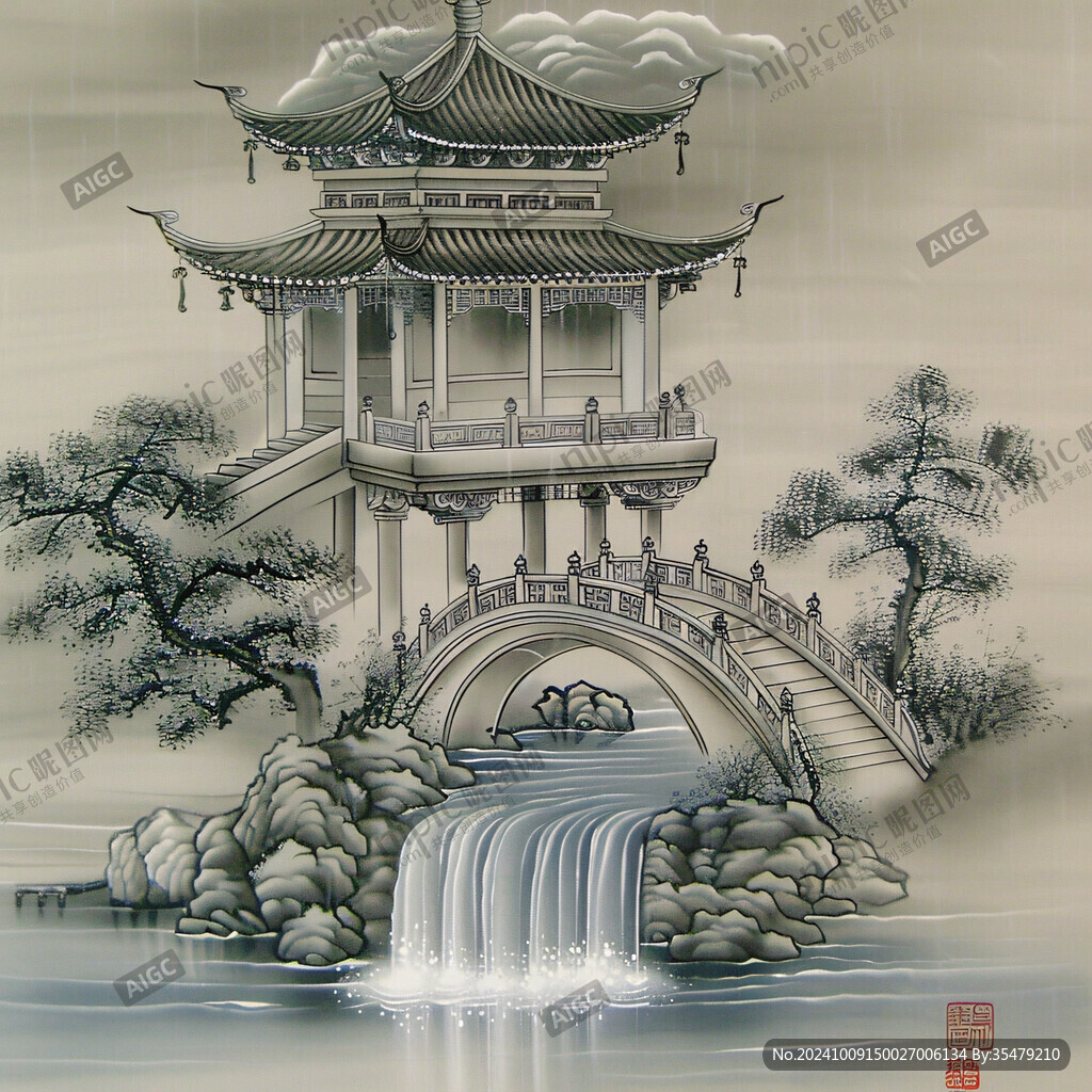 水墨江南 亭臺水榭