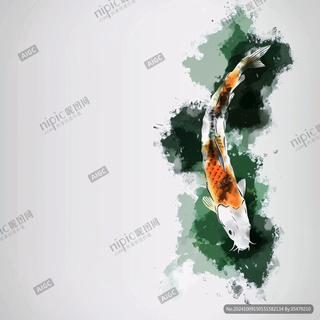 水墨鯉魚 躍動生機