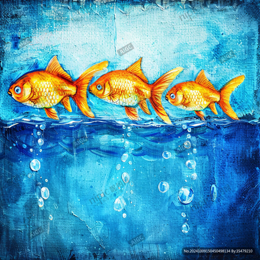 金魚躍動 水中嬉戲
