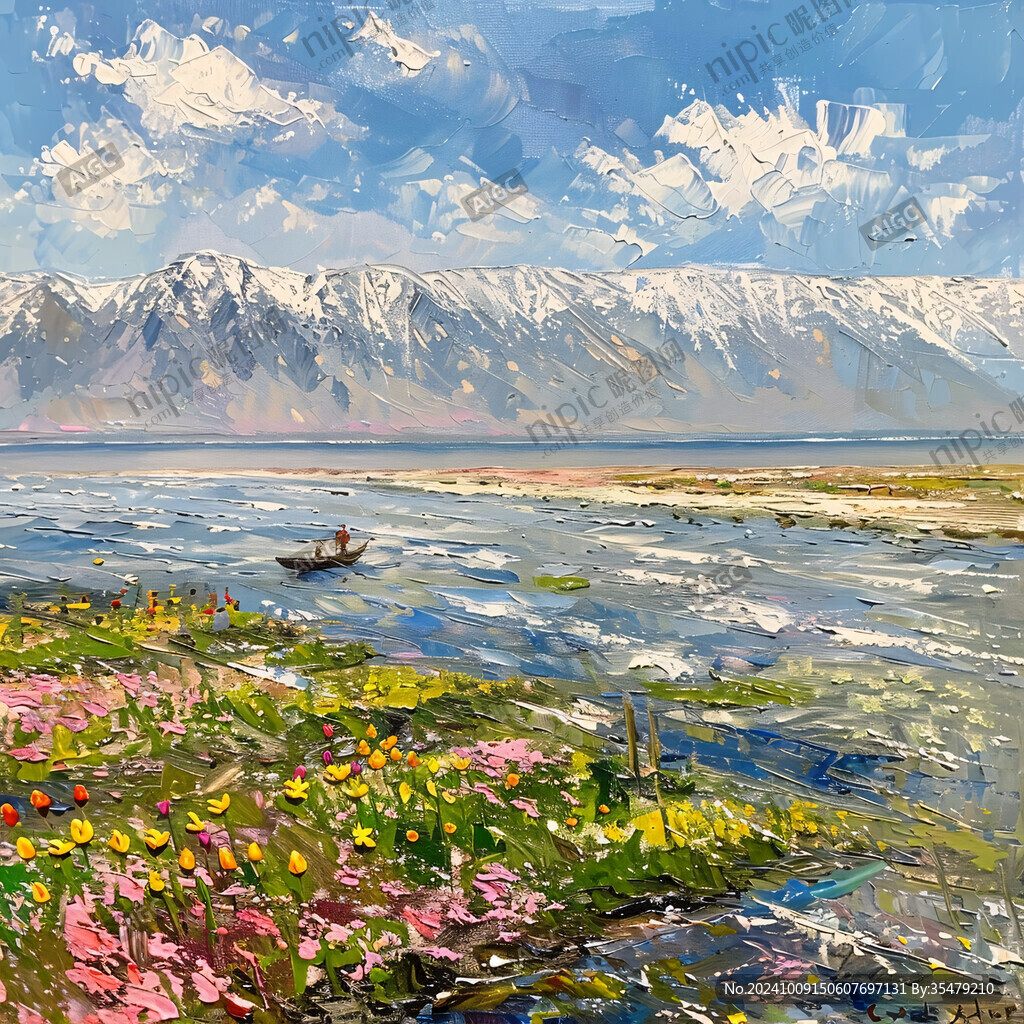 雪山湖畔 花海泛舟