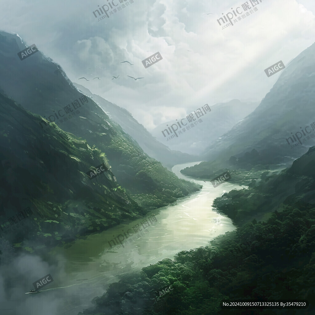遠(yuǎn)山云霧高山大河