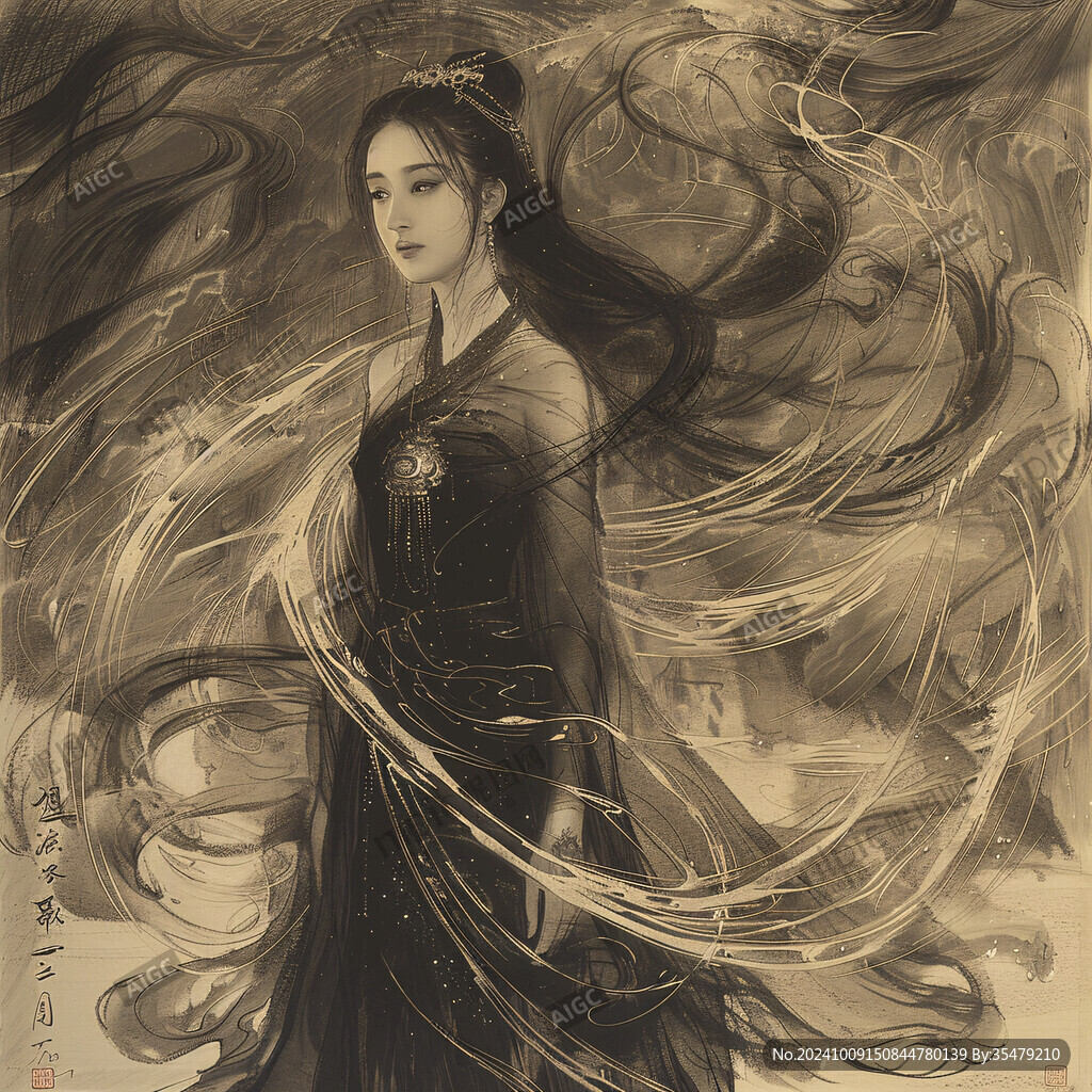 古典美女手繪圖片