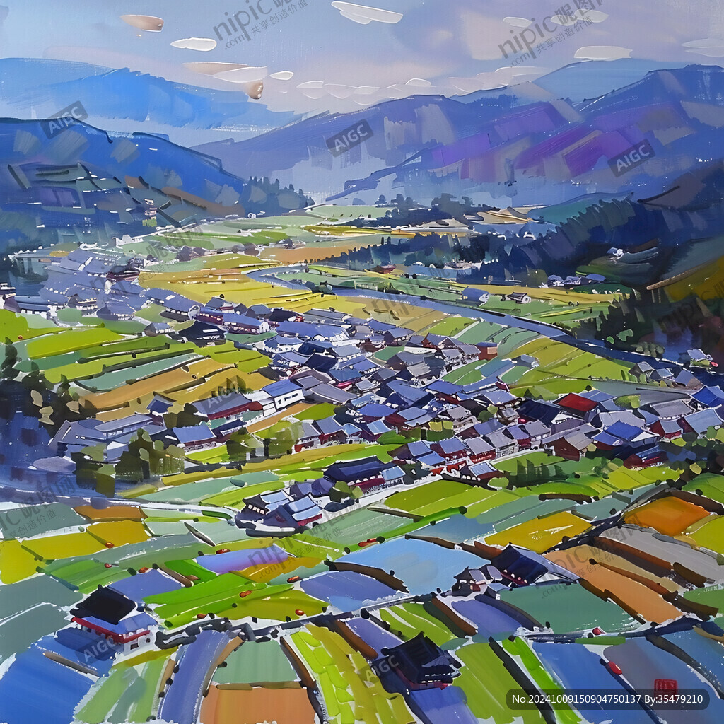 農(nóng)村手繪水彩