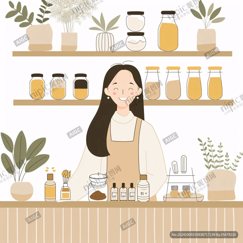 香熏精油美容養生插畫