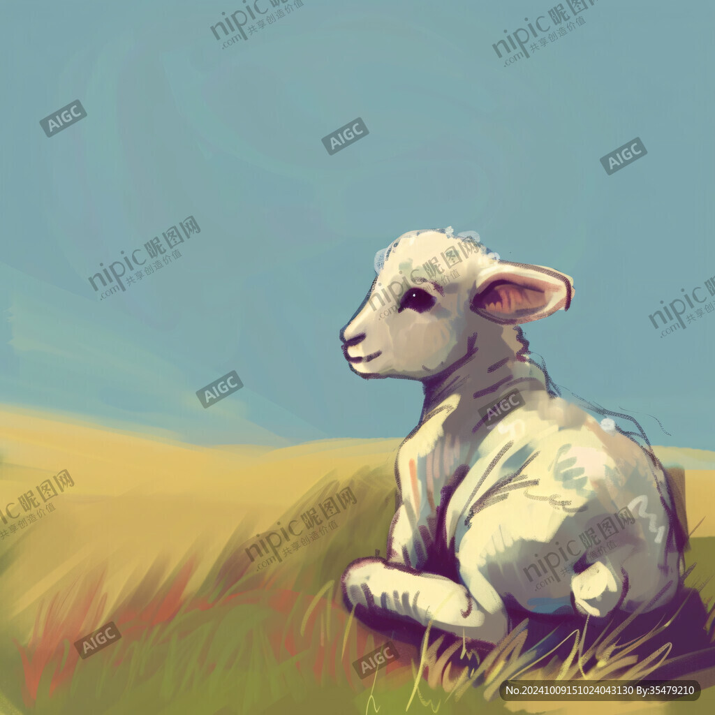 草原綿羊插畫