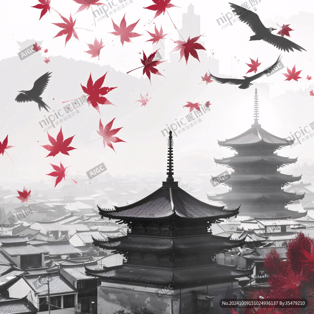 原創(chuàng)水墨中國風(fēng)東京塔
