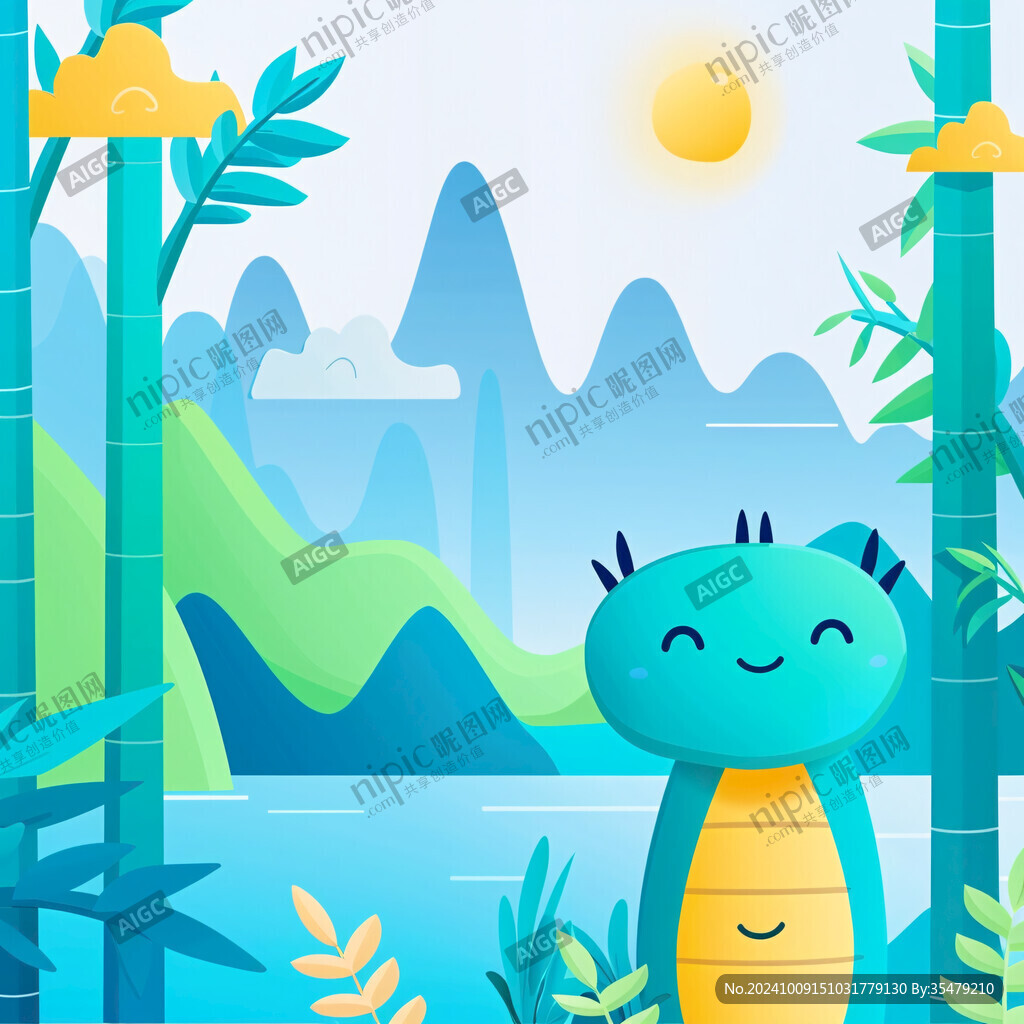 笑口常開景觀插畫