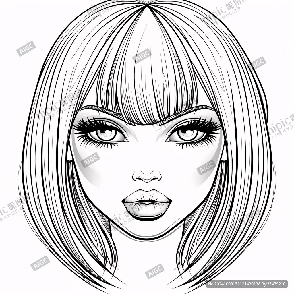 手繪化妝女孩