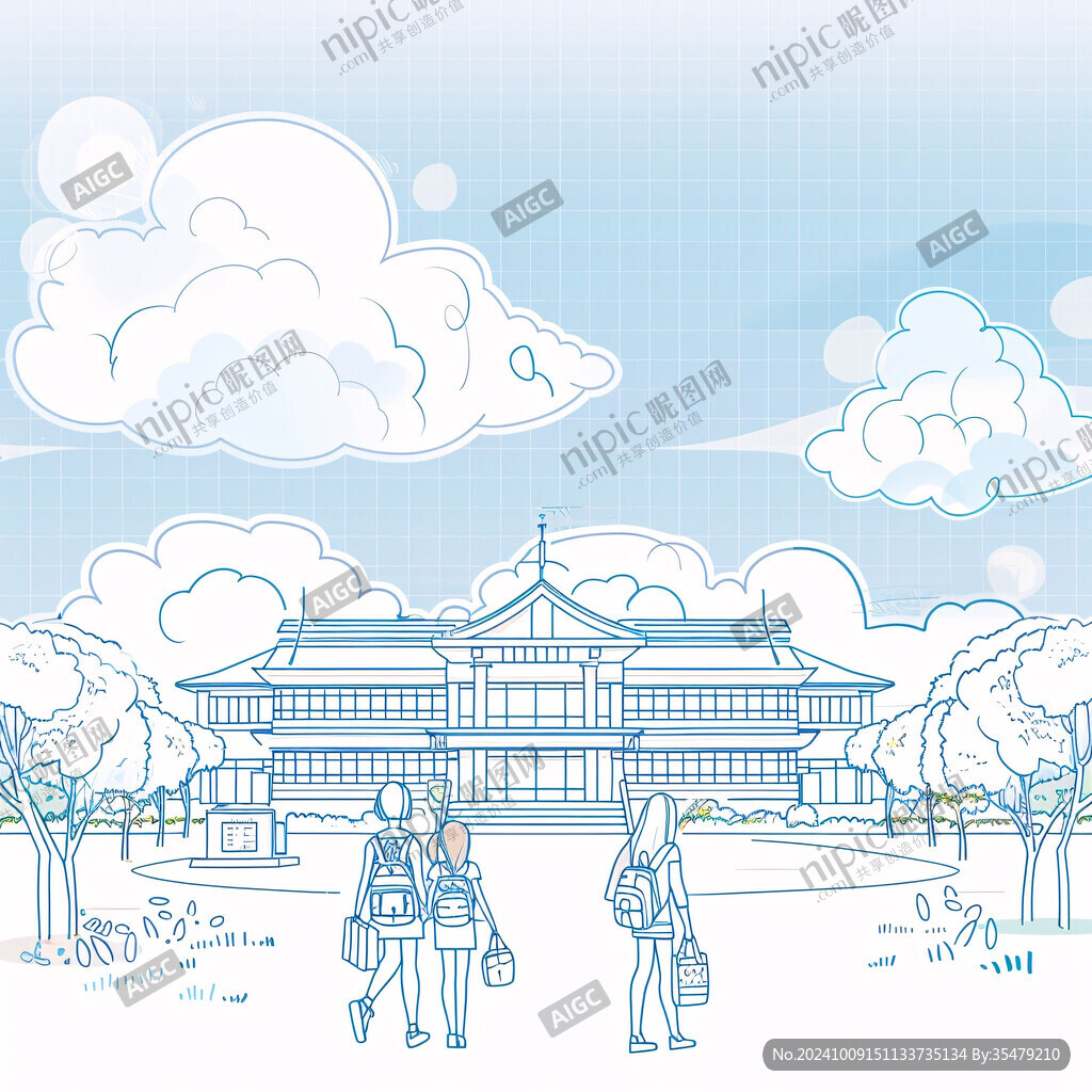 韓國旅游線描建筑插畫