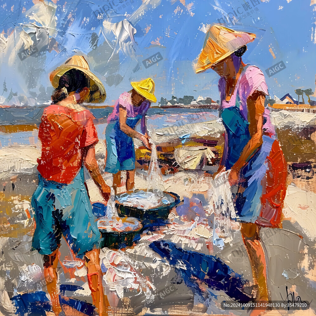 趕海女插畫(huà)